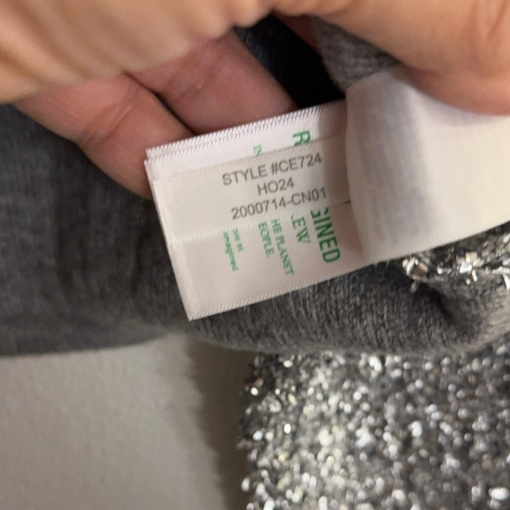 J.Crew CE724 Button-front Cardigan M Silver Grey Sparkly‎ Lambswool - Picture 8 of 11